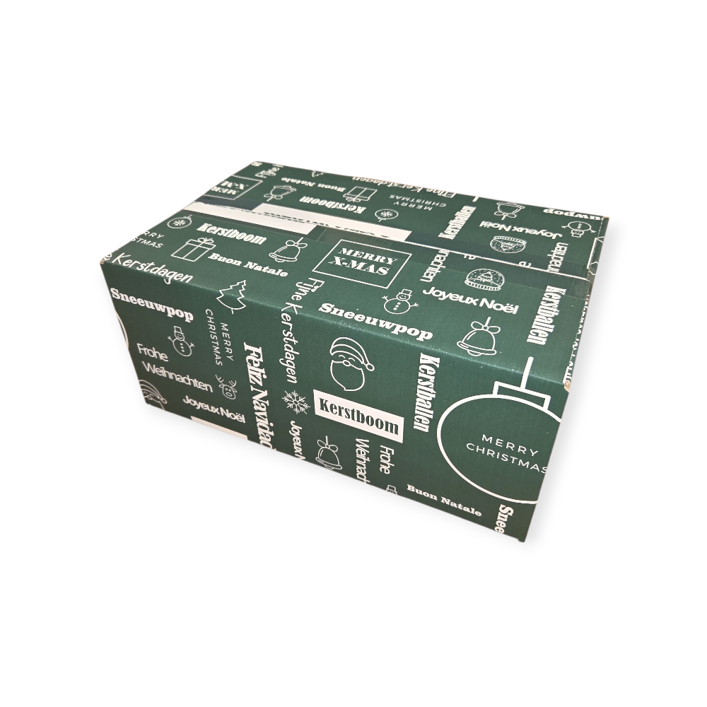 Kerstdoos tekst groen | 350 x 230 x 150 mm