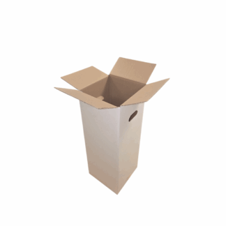 Kartonnen doos dubbele golf (BE) wit handgrepen 245 x 245 x 635 mm