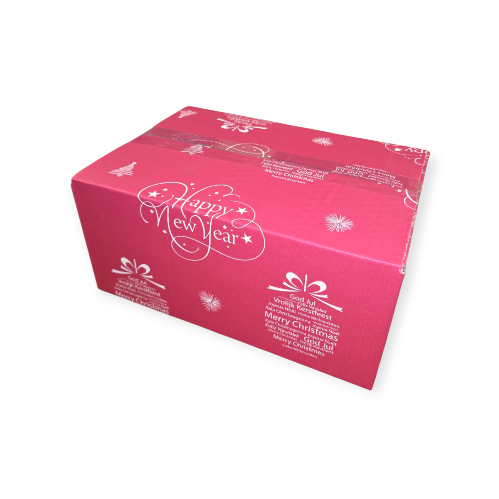 Kerstdoos bal wit-rood | 310 x 220 x 140 mm