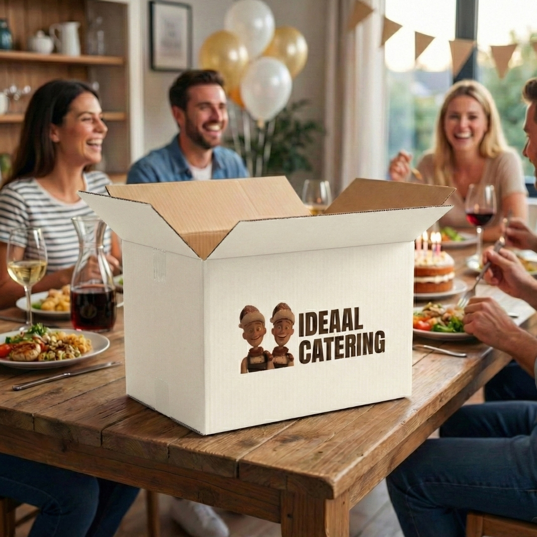 Bedrukte witte dozen IdeaalCatering