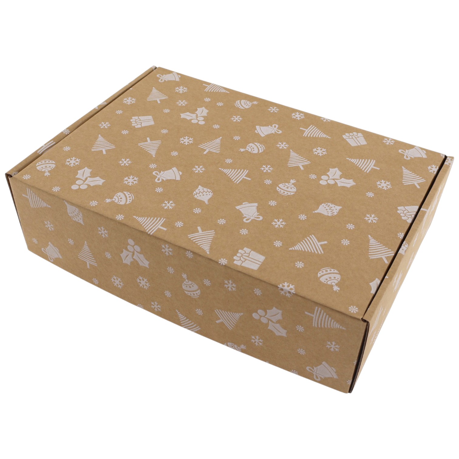 Kerstpostdoos icons bruin-wit | 305 x 220 x 85 mm