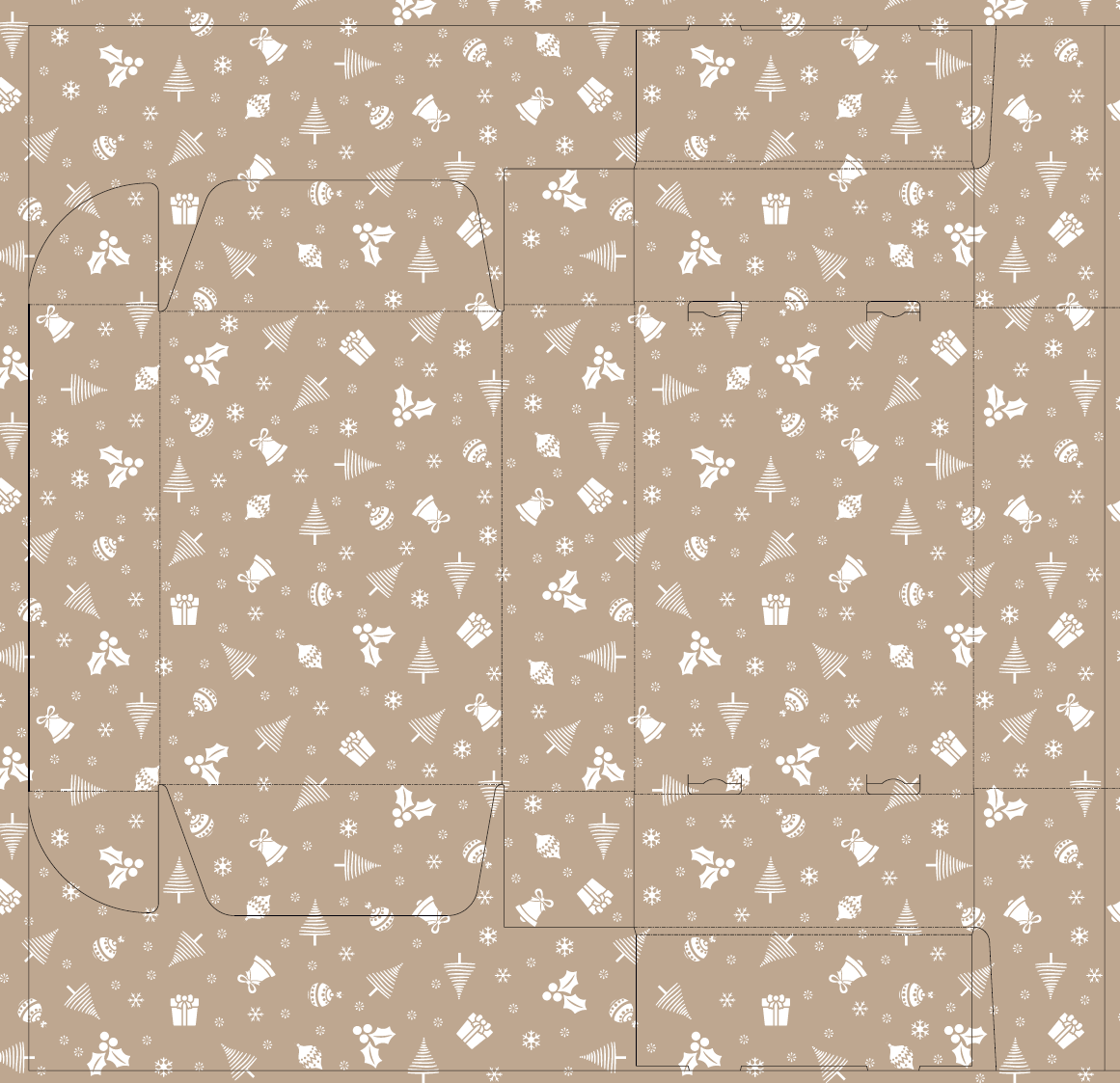 Kerstpostdoos icons bruin-wit | 305 x 220 x 85 mm