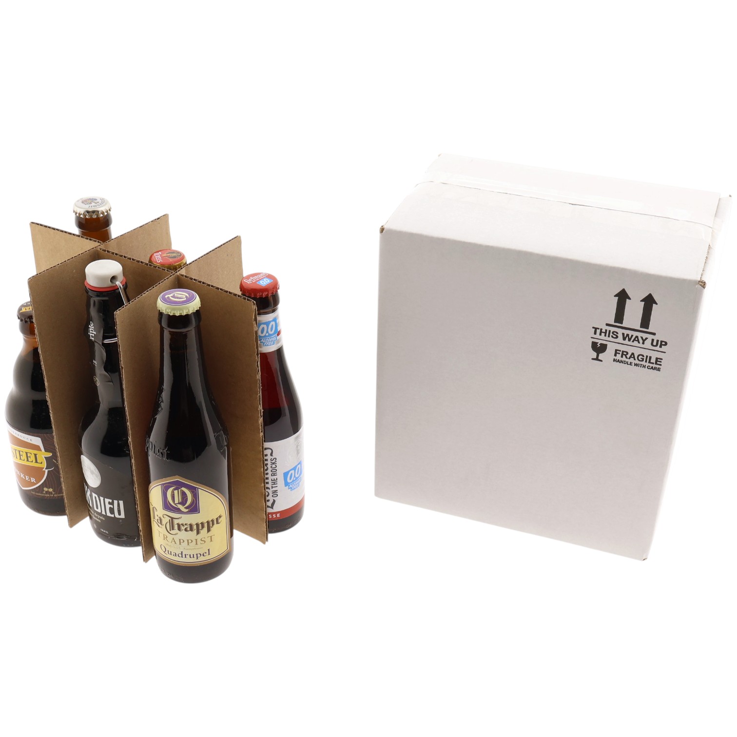 Verzenddoos 6 bierfles + interieur dubbele golf (CB) wit | 216 x 144 x 230 mm