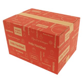 Kerstdoos tekst rood-bruin | 390 x 290 x 250 mm