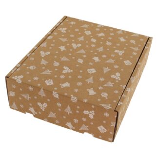 Kerstpostdoos icons bruin-wit | 350 x 270 x 105 mm