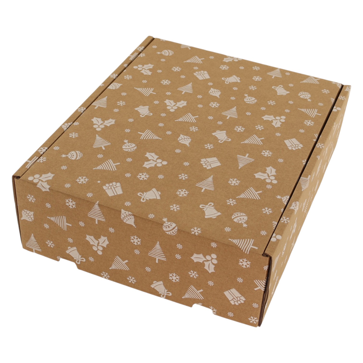 Kerstpostdoos icons bruin-wit | 350 x 270 x 105 mm
